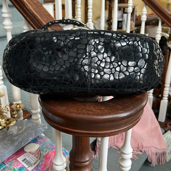 Antonio Melani  NWOT  large shoulder Suede & patent leather  Black stone pattern - Picture 8 of 17